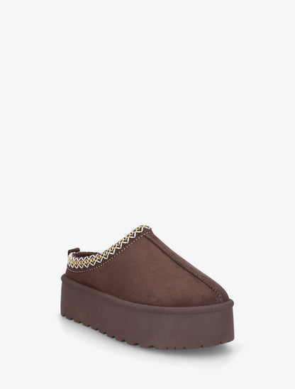 Mules en suédine brodées - Marron - 2