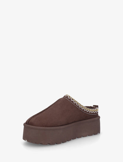 Mules en suédine brodées - Marron - 3