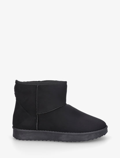 Low boots unies en suédine - Noir - 1