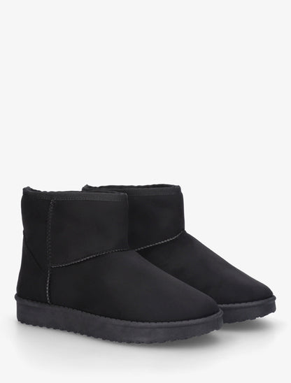 Low boots unies en suédine - Noir - 4
