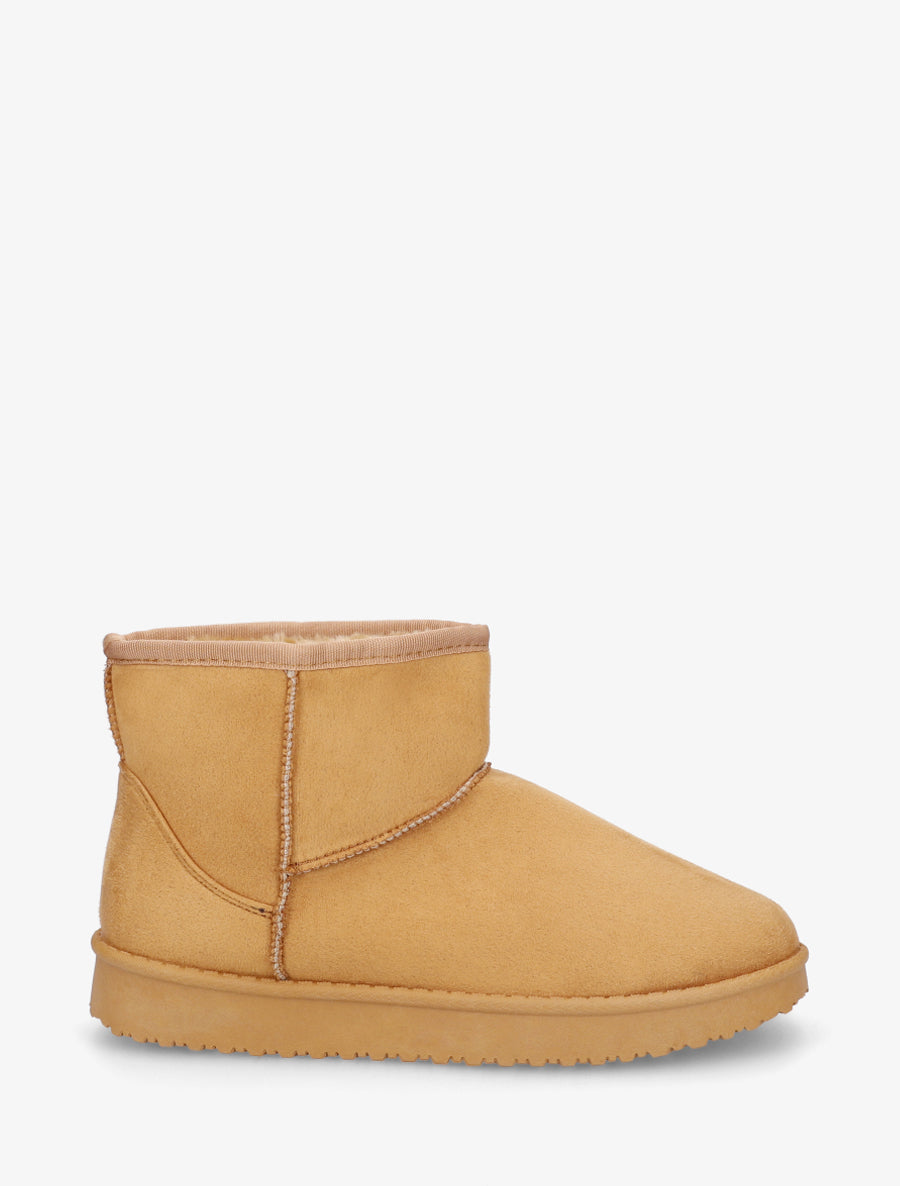 Low boots unies en suédine - Camel - 1