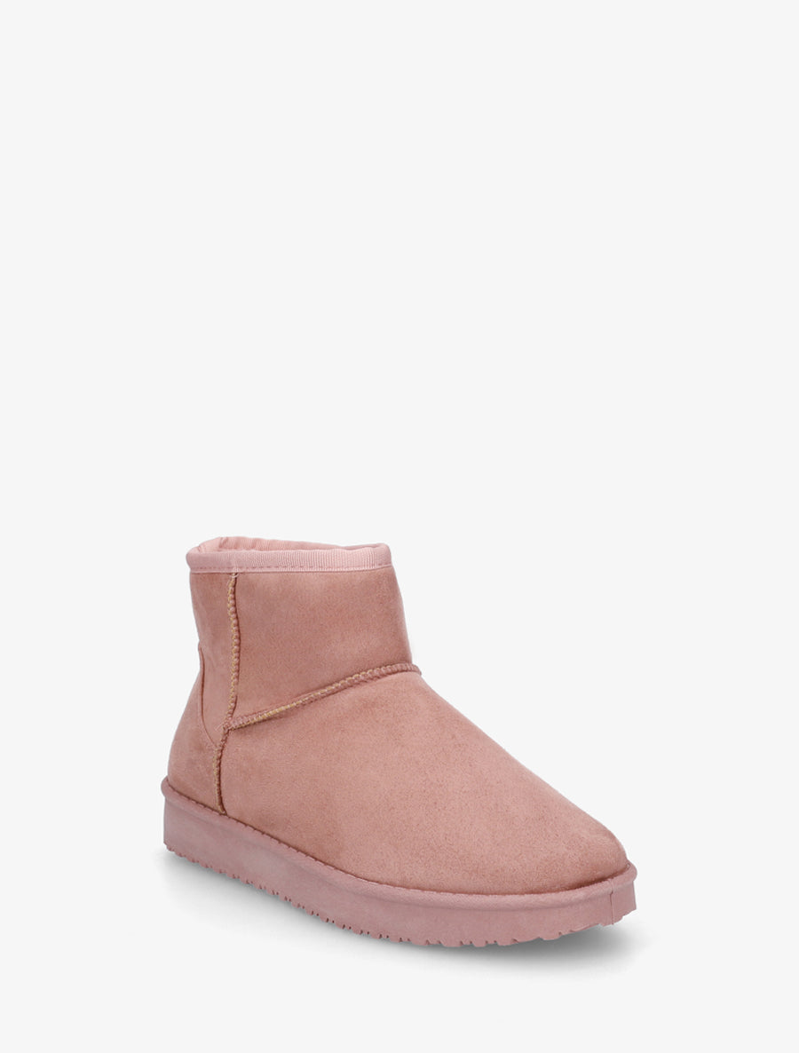 Low boots unies en suédine - Rose - 2