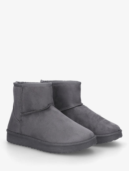 Low boots unies en suédine - Gris - 4