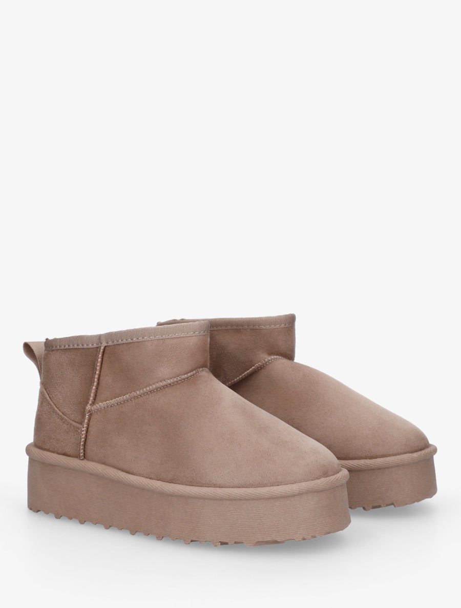 Boots en suédine à semelle plateforme - Taupe - 4