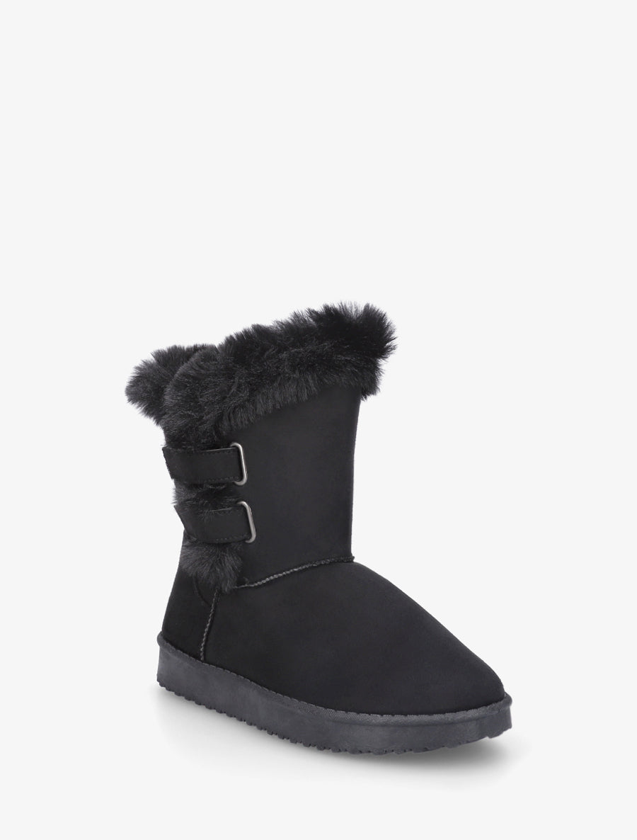 Boots en suédine fourrées à scratch - Noir - 2