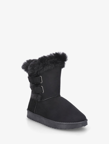 Boots en suédine fourrées à scratch - Noir - 2