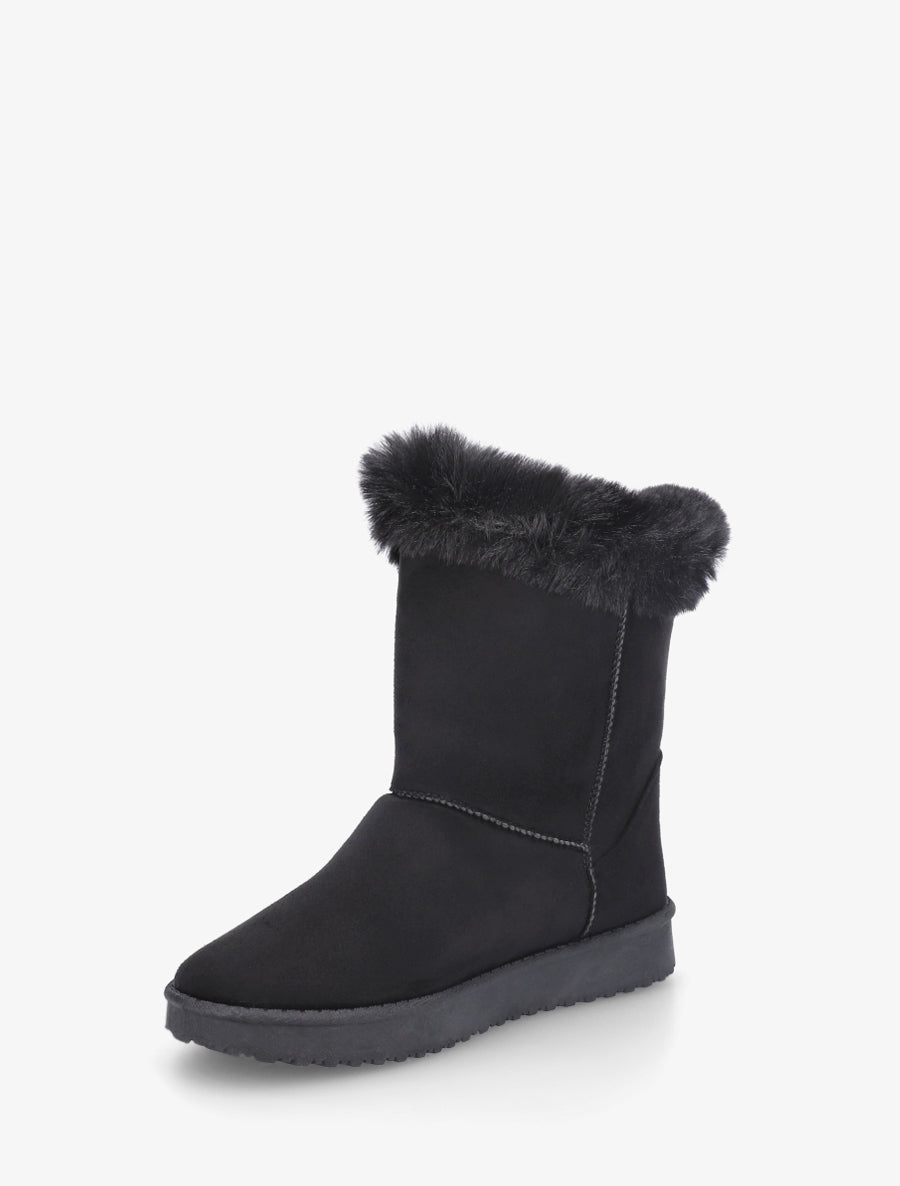 Boots en suédine fourrées à scratch - Noir - 3