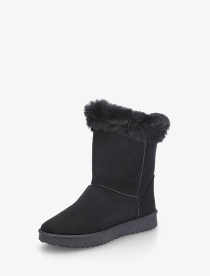 Boots en suédine fourrées à scratch - Noir - 3