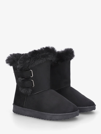 Boots en suédine fourrées à scratch - Noir - 4