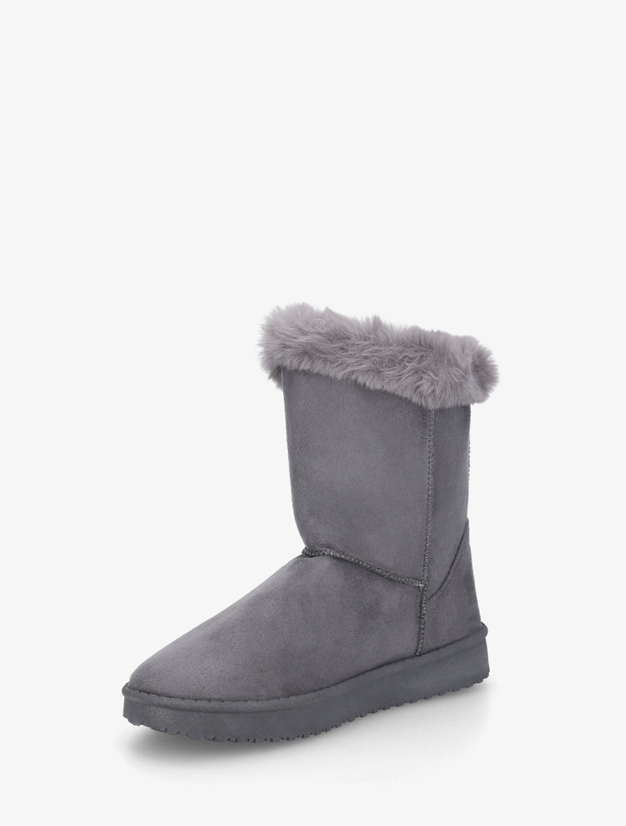Boots en suédine fourrées à scratch - Gris foncé - 3