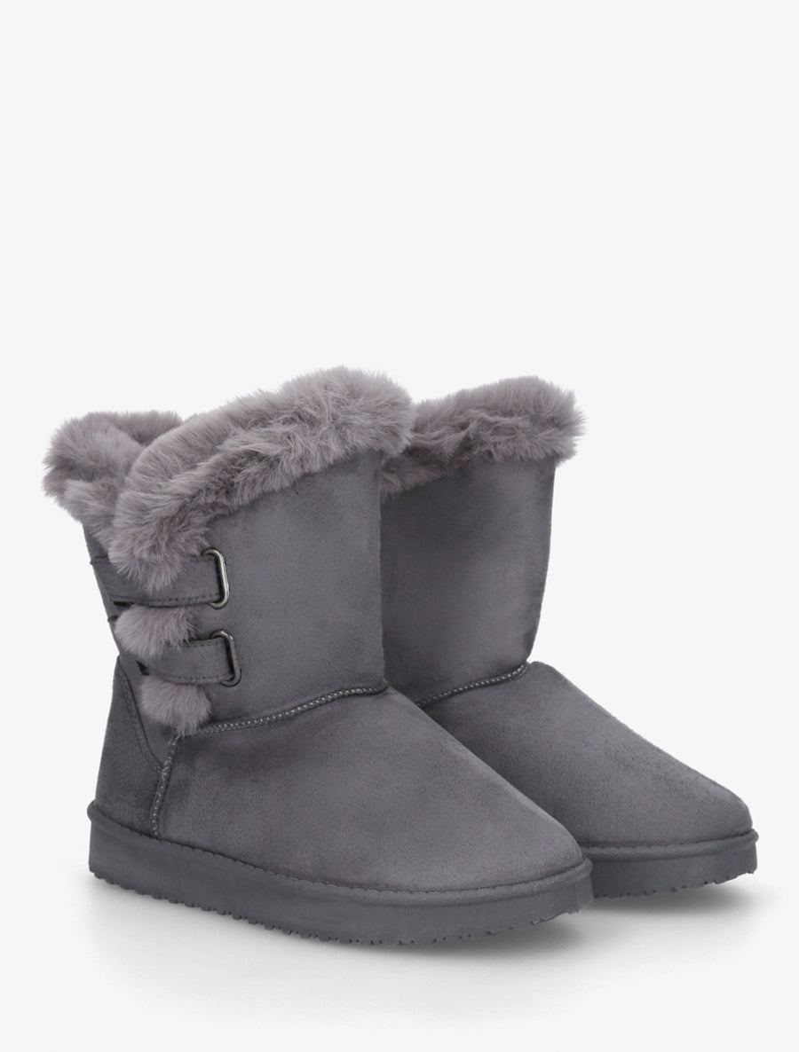 Boots en suédine fourrées à scratch - Gris foncé - 4