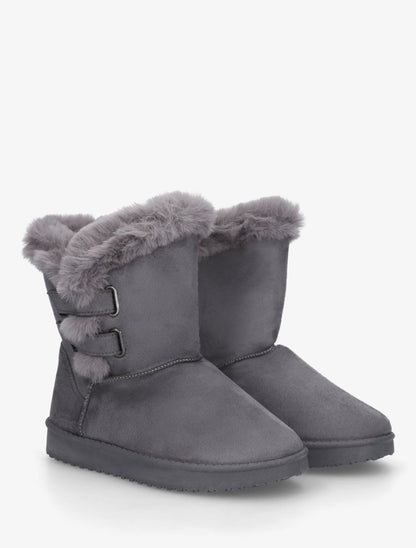 Boots en suédine fourrées à scratch - Gris foncé - 4