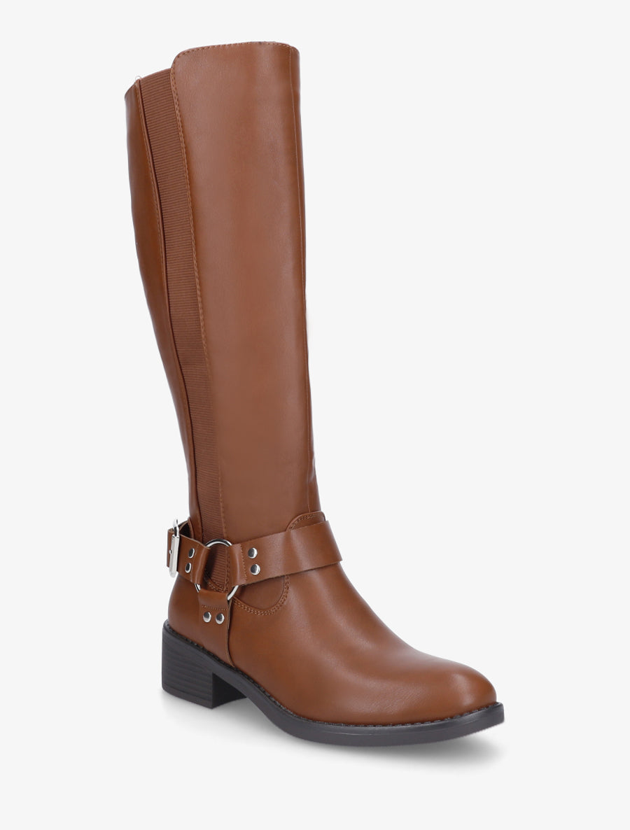 Bottes style cavalière à boucle - Camel - 2