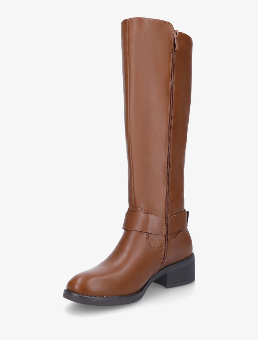 Bottes style cavalière à boucle - Camel - 3