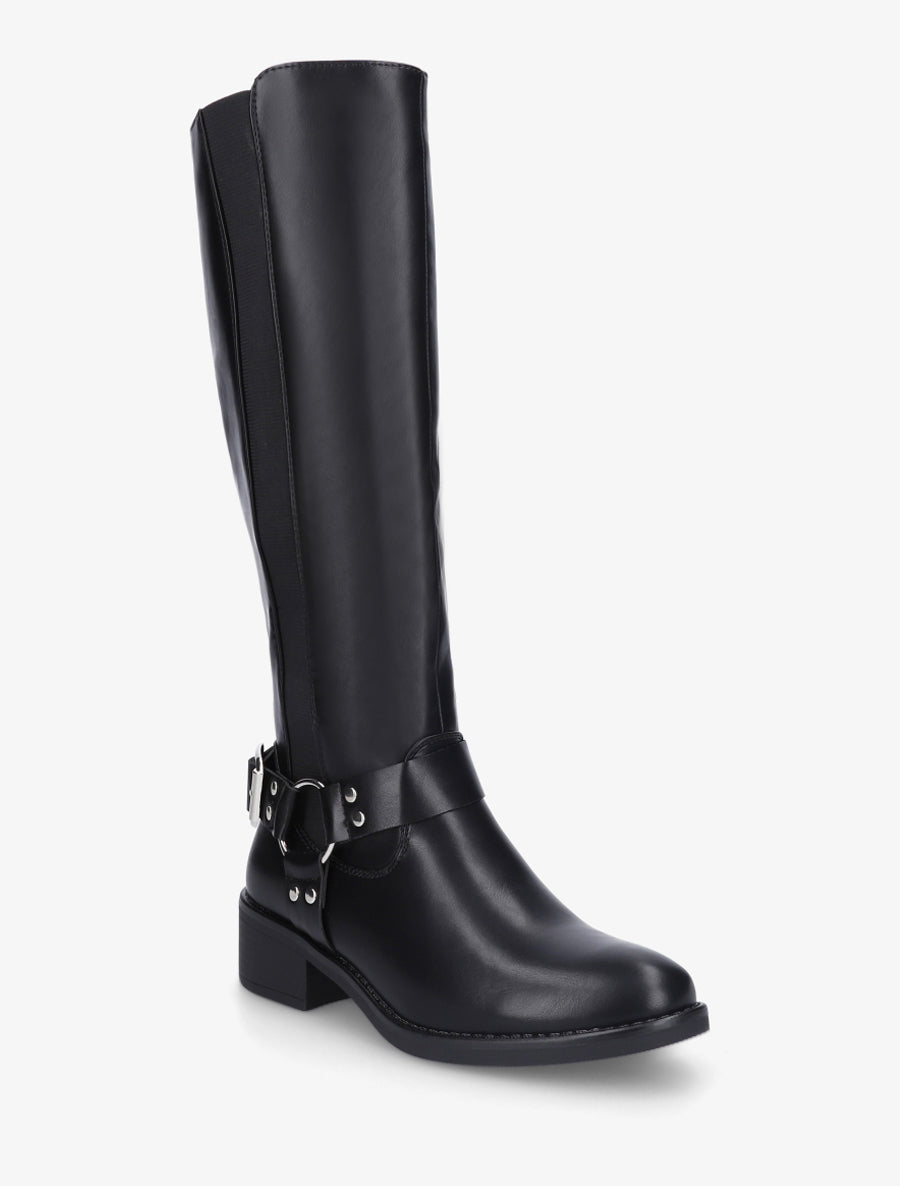 Bottes style cavalière à boucle - Noir - 2