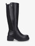 Bottes élastiquées en simili - Noir - 1