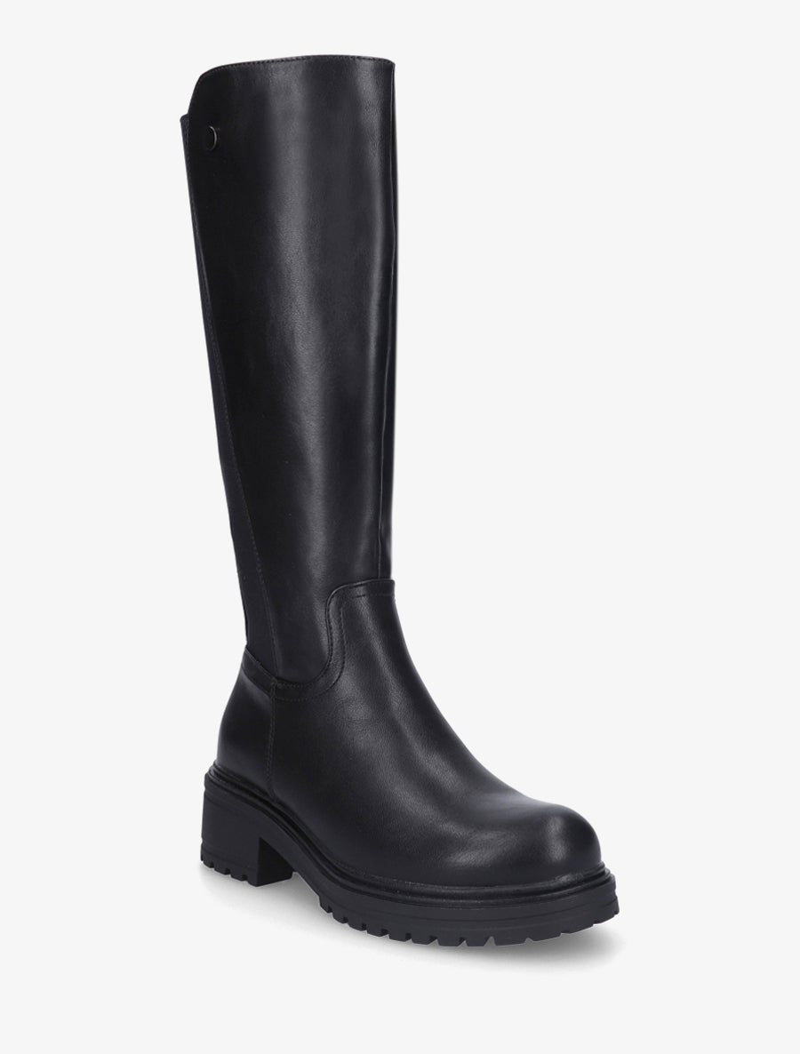 Bottes élastiquées en simili - Noir - 2
