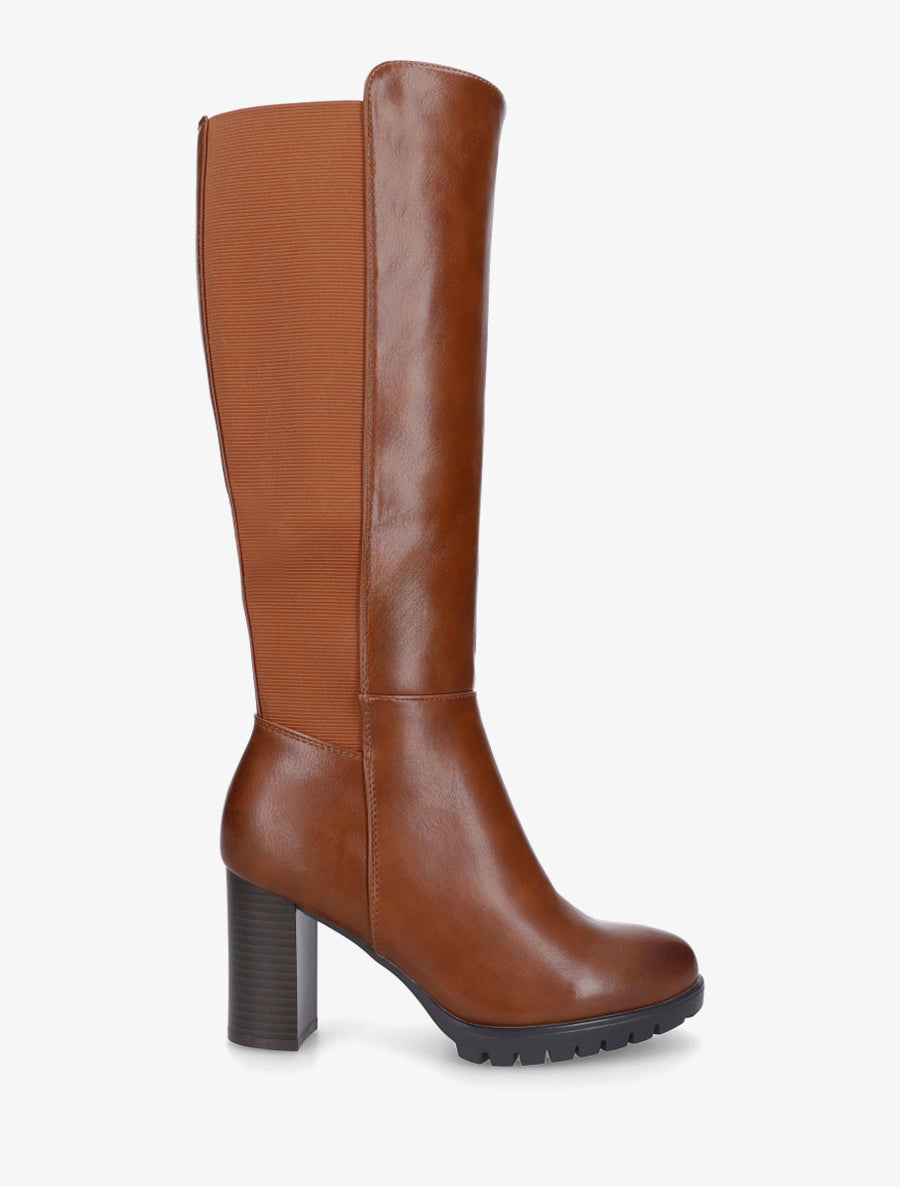 Bottes élastiquéees à semelle crantée - Camel - 1