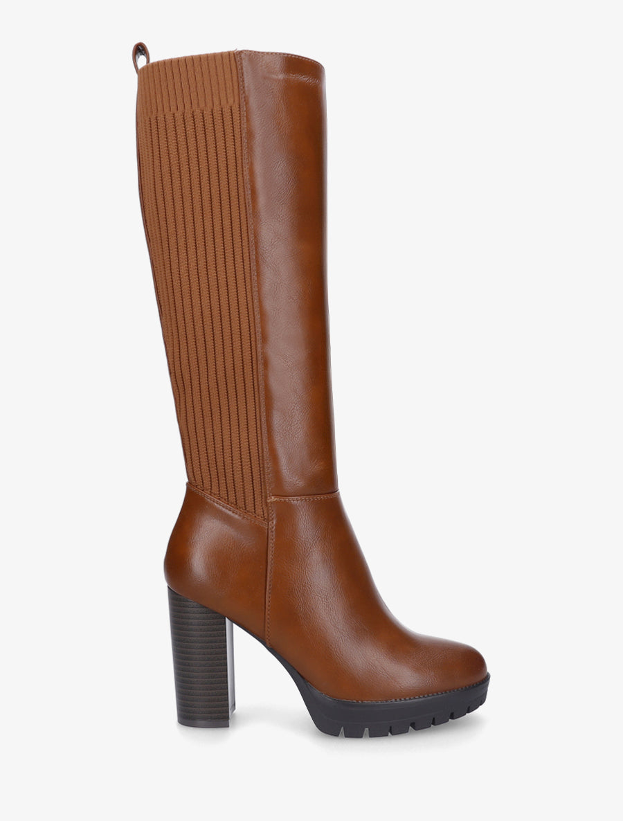 Bottes à talon et semelle crantée - Camel - 1