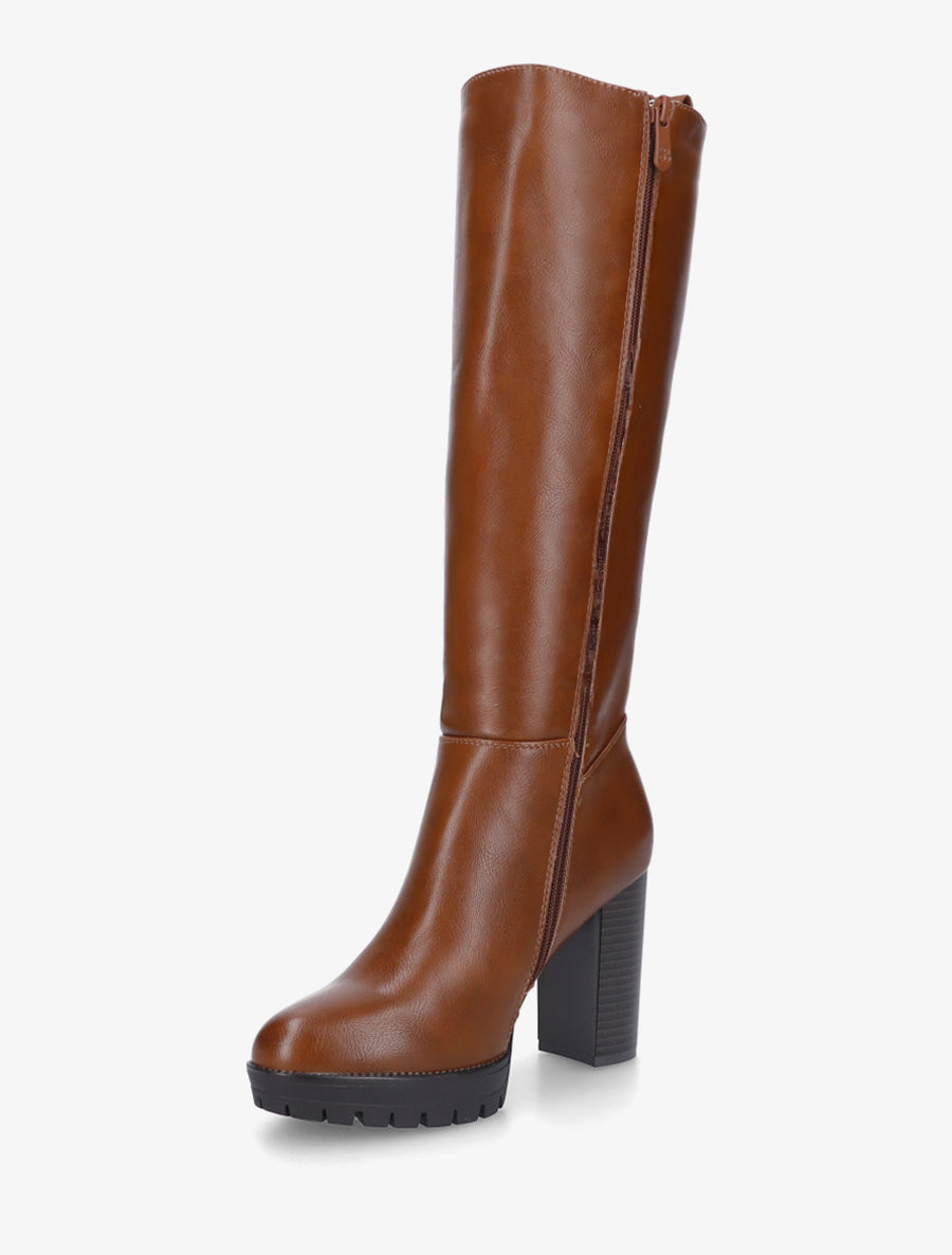 Bottes à talon et semelle crantée - Camel - 3