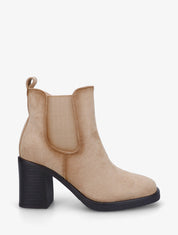 Bottines élastiquées en suédine - Taupe - 1