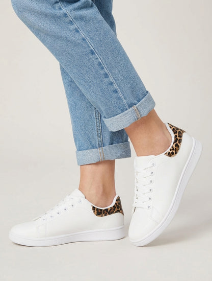 Baskets basses imprimé léopard - Beige
