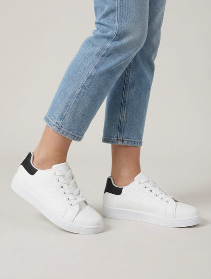 Baskets plates à damier contrastant - Noir/blanc