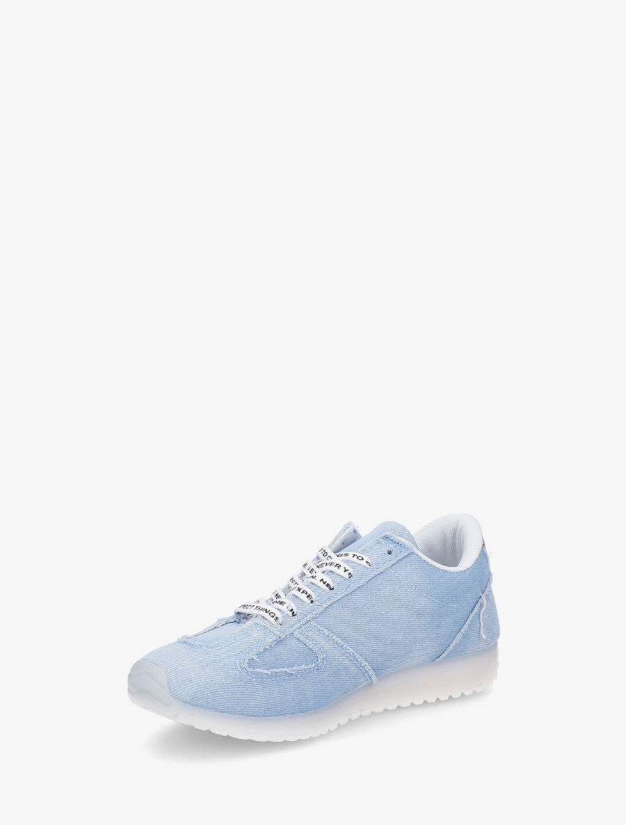 Sneakers en tissu à lacets floqués - Bleu ciel - 3