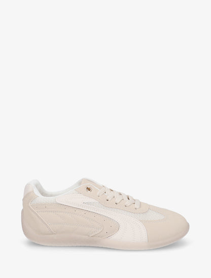Sneakers à empiècement effet nubuck et mesh - Taupe - 1