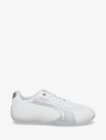 Sneakers à empiècement effet nubuck et mesh - Blanc - 1