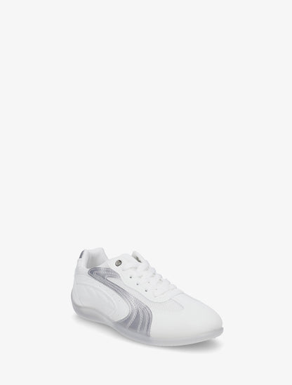 Sneakers à empiècement effet nubuck et mesh - Blanc - 2