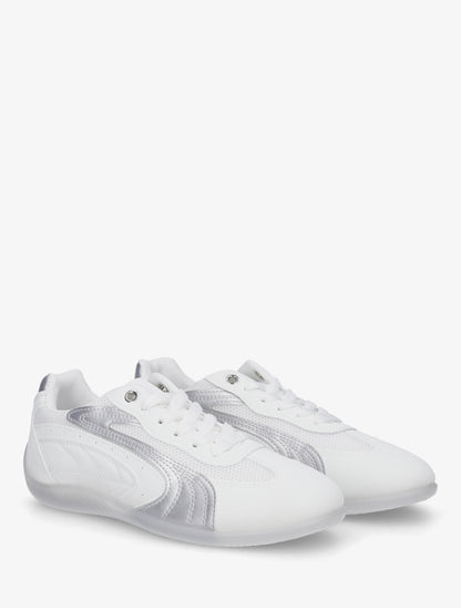 Sneakers à empiècement effet nubuck et mesh - Blanc - 4