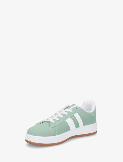 Sneakers effet nubuck à bandes contrastantes - Vert - 3