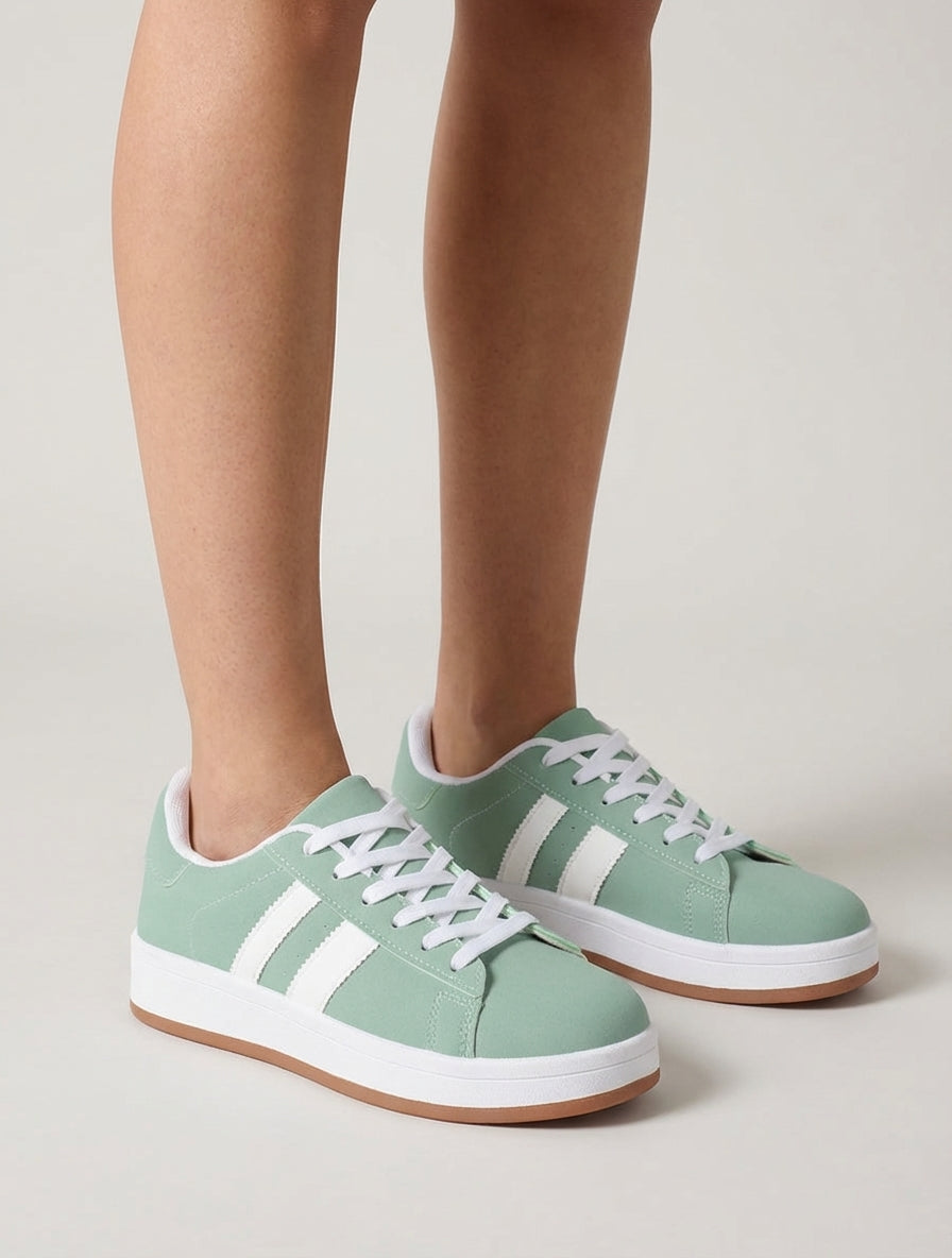 Sneakers nubuck semelle caoutchouc - Vert