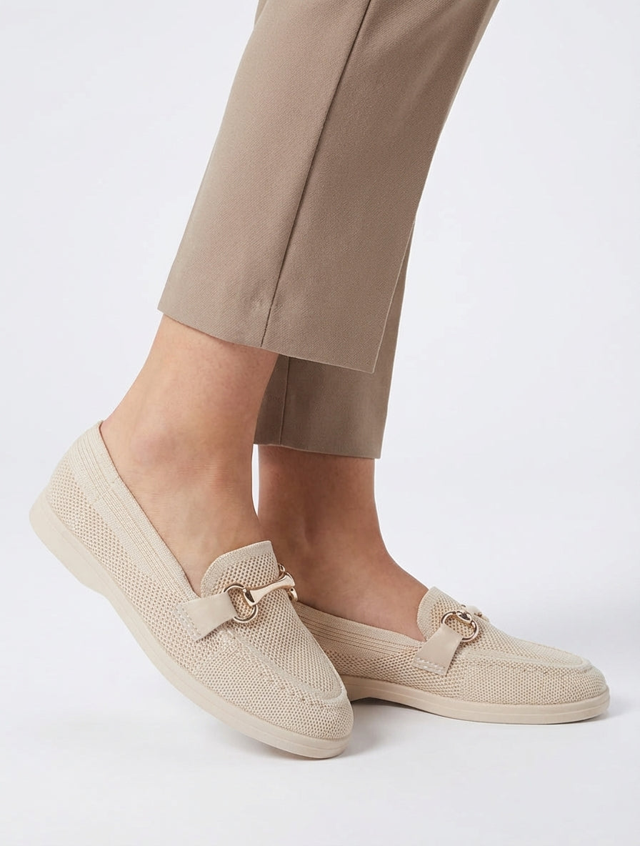 Mocassins mesh à enfiler bouts ronds - Beige