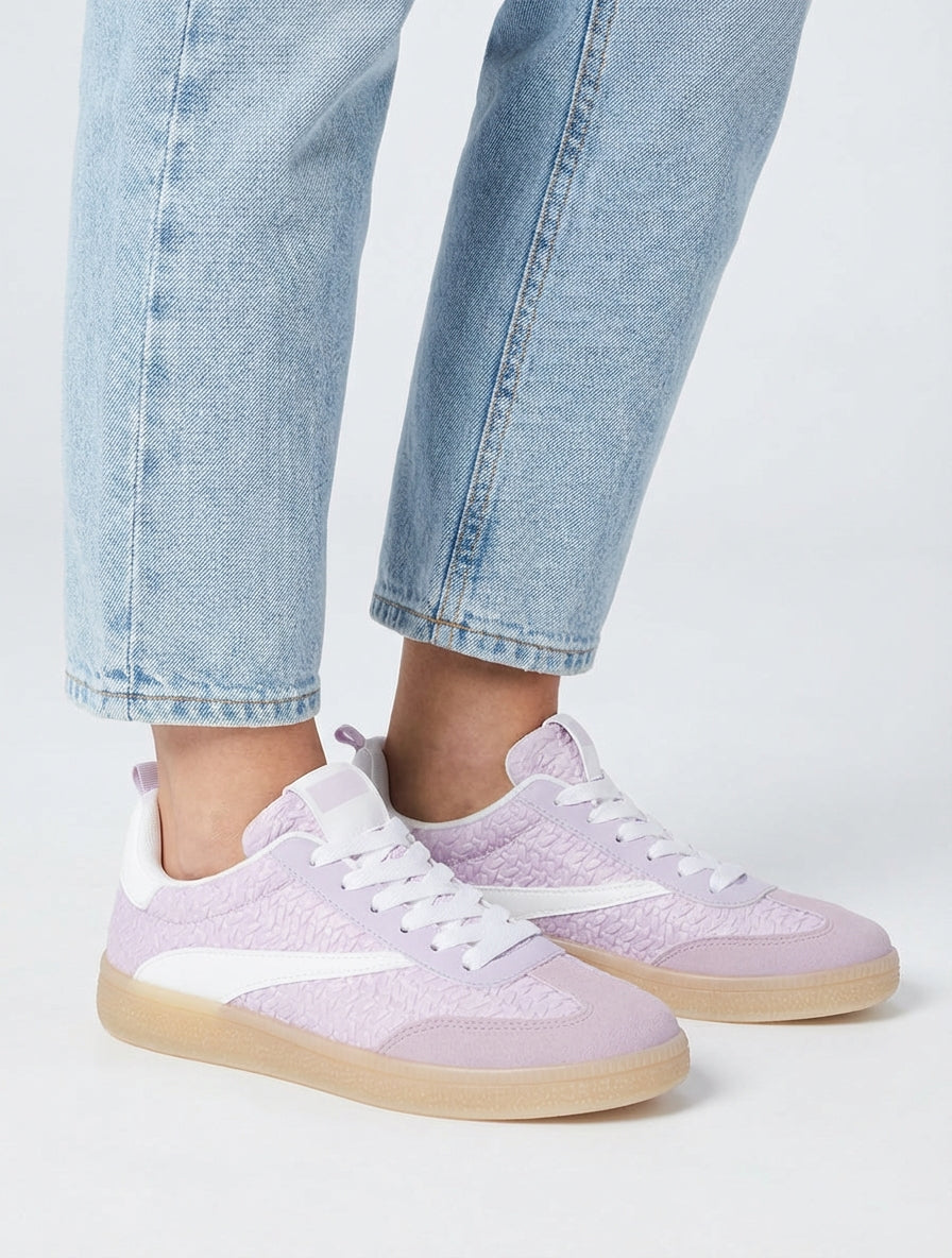 Baskets en simili effet tressé - Lilas