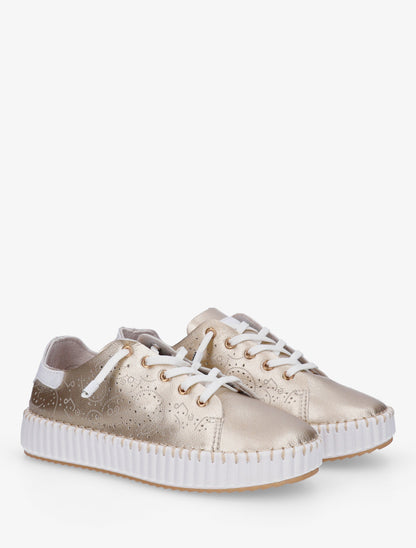 Sneakers souples à motifs ajourés - Or - 4