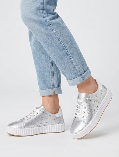 Sneakers souples à motifs ajourés - Argent