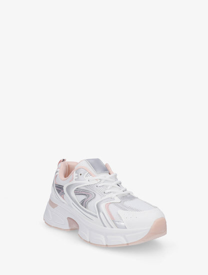 Baskets style running en toile - Blanc - 2