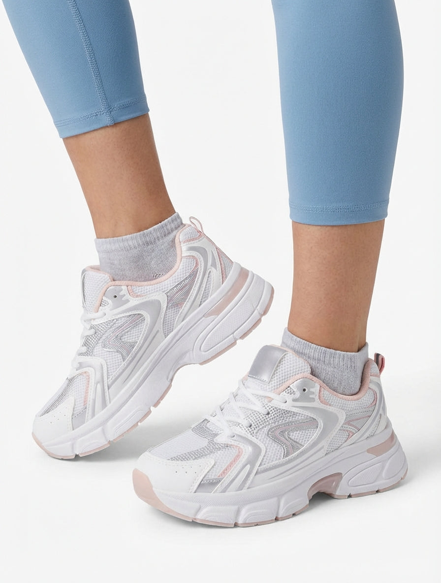 Baskets style running en toile - Blanc