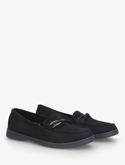 Mocassins en suédine à boucle décorative - Noir - 4