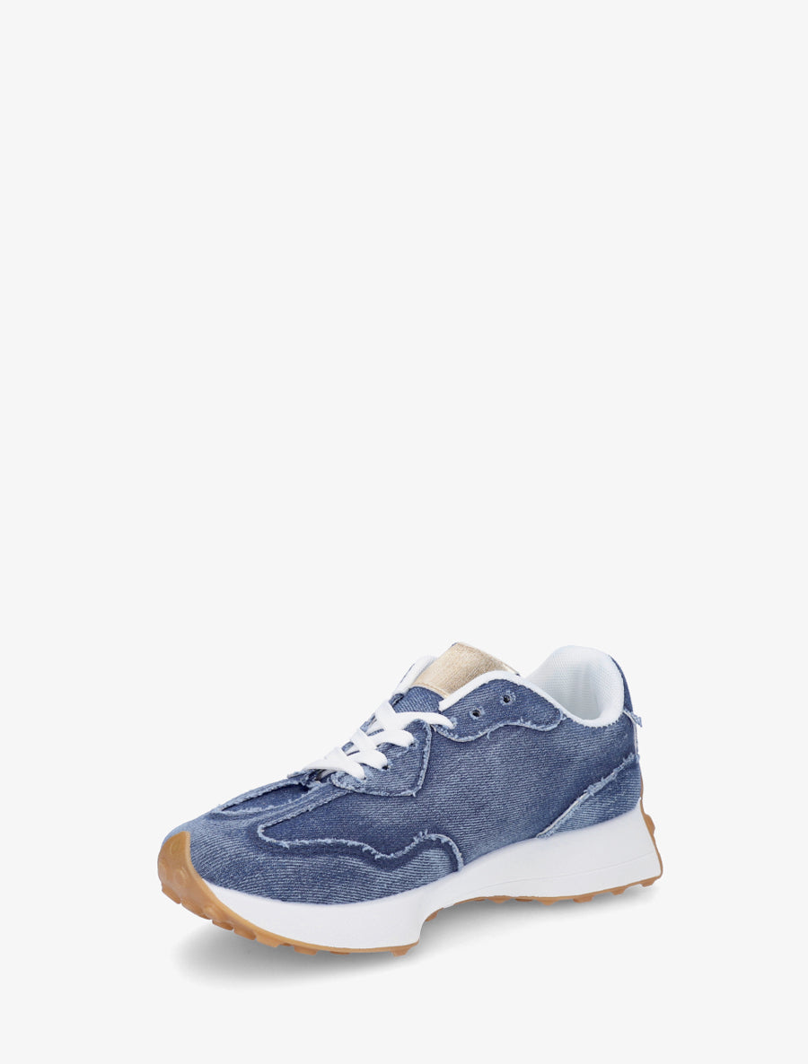 Baskets en jean à détail irisé - Bleu - 3