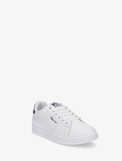 Baskets en simili à inscription brodée - Marine - 2