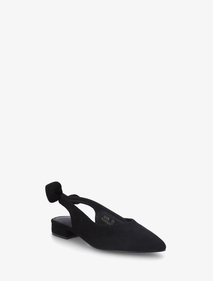 Ballerines en suédine à talon - Noir - 2
