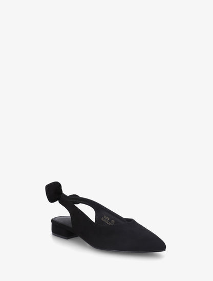 Ballerines en suédine à talon - Noir - 2