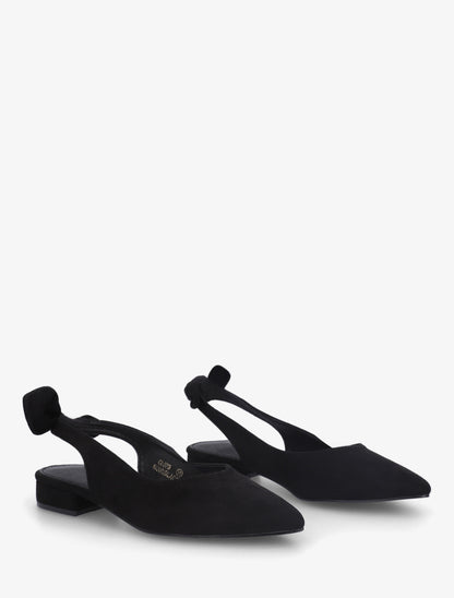 Ballerines en suédine à talon - Noir - 4