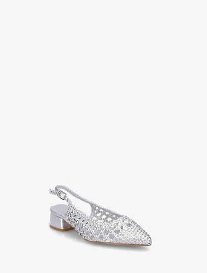 Ballerines tressées à talon bloc - Argent - 2