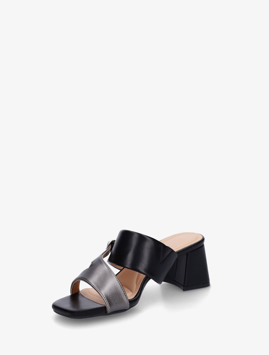 Sandales unies à bride asymétrique - Noir - 3