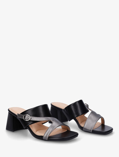 Sandales unies à bride asymétrique - Noir - 4