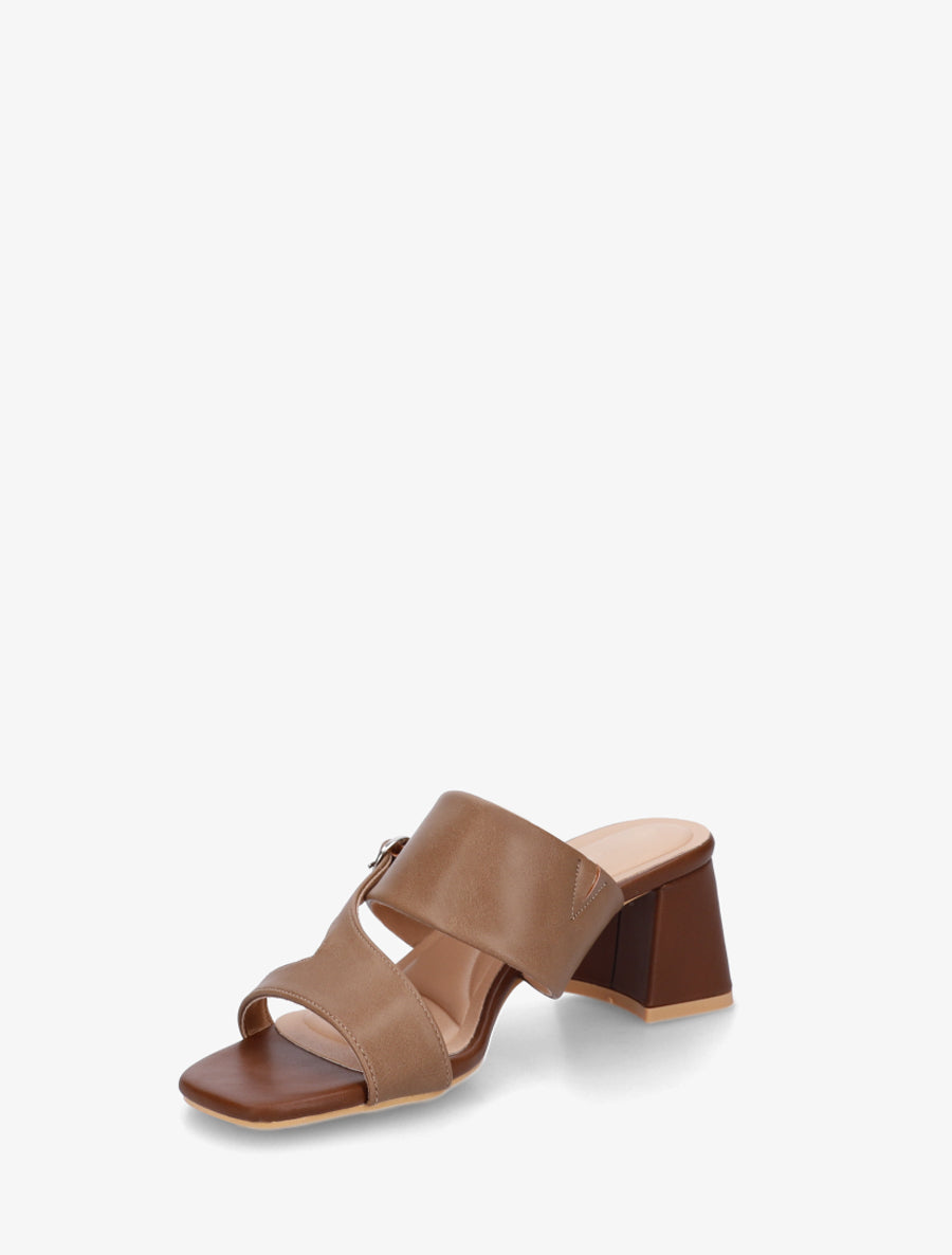 Sandales unies à bride asymétrique - Marron - 3